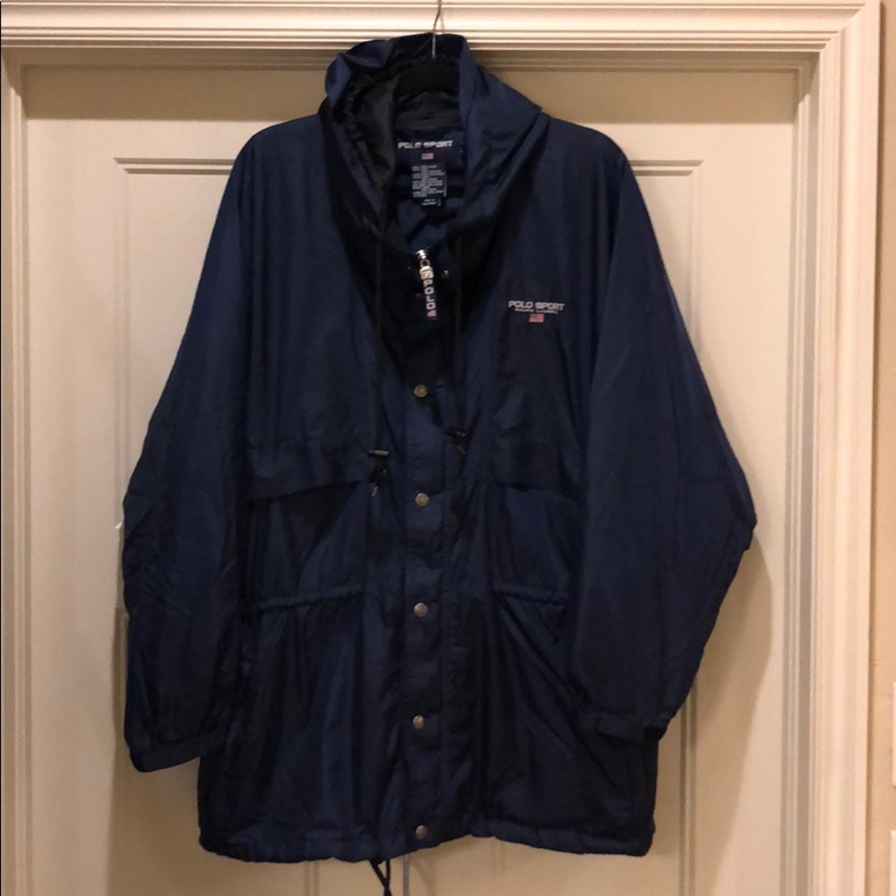 Polo Sport Navy Blue Lightweight Rain Jacket Sz L